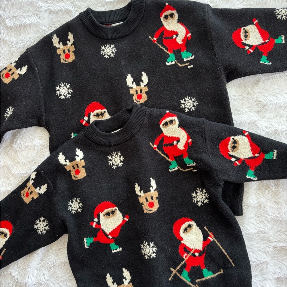 Zara Christmas Black Santa Sweater
